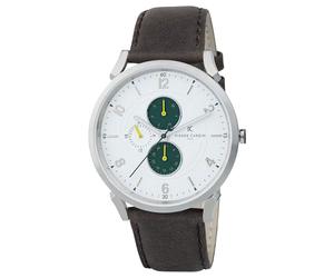 Pierre Cardin Herren Armband-Uhr mit Multi-Ziffernblatt analoge Quarz-Uhr mit Leder-Armband 3ATM 44mm CPI.2057 Silber/Braun/Grün