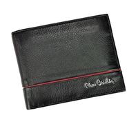 Pierre Cardin Herren-Brieftasche aus zerkleinertem Leder mit Kartenfächern, Münzfach, roter Henkel, Elegant, elegant