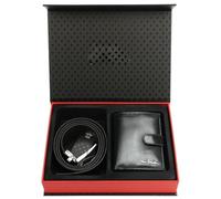 Pierre Cardin Herren Geschenke Set Brieftasche und Gürtel, Portemonnaie Herren Natural Leder 25,5 x 19,5 cm, Elegant Ledergürtel Herren, Schwarz - Gürtelgröße: 135 cm