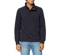 Pierre Cardin Herren Sweat-Shirt Stand-up Collar Zip & Button Supersoft Terry Sustainable Sweatshirt, Blue, S