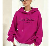 Pierre Cardin PARIS bedruckter Damen Herbst/Winter warmer Baumwoll-Sweatshirt mit Wollfutter, Oversized Passform, Langarm, weich & bequem, geeignet fü