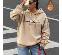Pierre Cardin PARIS bedruckter Reisehoodie, italienischer Pullover, K-Pop Warrior Serie, Damen-Wintersweatshirt, Damen-Sweatshirt mit Rundhalsausschni