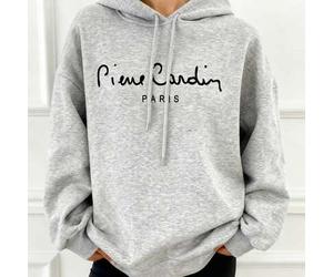 Pierre Cardin PARIS bedruckter Reisehoodie, italienischer Pullover, K-Pop Warrior Serie, Damen-Wintersweatshirt, Damen-Sweatshirt mit Rundhalsausschni