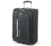 Pierre Cardin Soft Shell 22-Zoll-Koffer mit Rädern - Kabine zugelassen Jet2 EasyJet BA Gepäck British Airways, passend für 56x45x25 Handgepäck | 22" 45 Liter leicht 2,3 kg (Small, Schwarz & Grau)