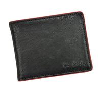 Pierre Cardin Tumble 324 Klassische Herren-Geldbörse Vollnarben-Echtleder Geldscheinfach 6 Kartenfächer Münzfach 12,5 x 9,5 x 2 cm Horizontaler schwarzer und roter Besatz