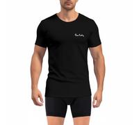 pierre cardin underwear T-Shirt für Herren, Baumwolle, Signatur, Rundhalsausschnitt, mit Stickerei, Grau, Schwarz, L