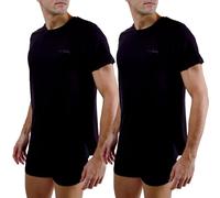 pierre cardin underwear T-Shirt für Herren, Baumwolle, Signatur, Rundhalsausschnitt, mit Stickerei, Schwarz (2 Stück), Schwarz, L