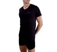 pierre cardin underwear T-Shirt für Herren, Baumwolle, Signatur, V-Ausschnitt, mit Stickerei, Grau, Schwarz, XL
