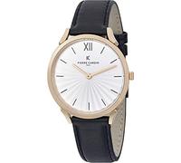 Pierre Cardin Damen Armband-Uhr schlichtes Ziffernblatt analoge Quarz-Uhr mit Leder-Armband 3ATM 40mm CPI.2003 Schwarz/Gold