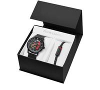 Pierre Lannier Herren-Box Paddock Black Dial Black Milanese Steel Armband 22 mm, Schwarz , one size