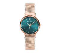 Pierre Lannier Damenuhr Multiples Vergoldet-Rosa Grünes Zifferblatt Milanaise-Stahlarmband Vergoldet-Rosa 14 MM