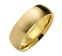Piersando Band Ring Edelstahl Matt Gebürstet Bandring Ehering Partnerring Trauring Verlobungsring Damen Herren Gold Größe 61 (19.4) Breit 6mm