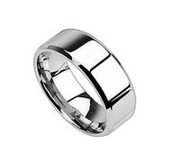Piersando Band Ring Edelstahl poliert Bandring Ehering Partnerring Trauring Freundschaftsring Damen Herren Silber Größe 59 (18.8) 8mm Breit