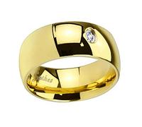 Piersando Band Ring Edelstahl poliert Bandring Ehering Partnerring Trauring Verlobungsring Damen Herren mit Stein