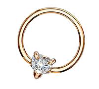 Piersando BCR Piercing Klemmring Ring mit Kristall Herz Klemm Kugel Septum Nasen Lippen Helix Ohr Tragus Rosegold 1,6mm x 12mm x 5mm
