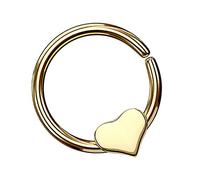 Piersando Continuous Piercing mit beweglichem Herz Fake Hoop Ring für Septum Ohr Tragus Helix Nase Lippe Ohr Nasenpiercing Nasenring Gold 1,0mm x 8mm