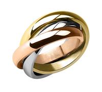 Piersando Damen Ring Edelstahl Dreifach Dreier Partnerring Ehering Bandring Trauring Damenring Silber Rosegold Gold Größe 61 (19.4)