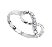 Piersando Damen Ring Edelstahl Infinity Unendlichkeit mit Zirkonia Kristall Strass Stein Verlobungsring Damenring Trauring Silber Größe 56 (17.8)