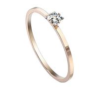 Piersando Damen Ring Edelstahl mit Kristall Strass Stein Verlobungsring Damenring Trauring Rosegold Vergoldet Rose Gold Größe 58 (18.5)