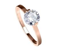 Piersando Damen Ring Verlobungsring Edelstahl mit einem Zirkonia Kristall Strass Solitär Stein Damenring Trauring Größe 57 (18.1) Rosegold