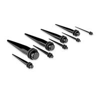 Piersando Dehnungsstab Ohr Piercing Dehnstift Dehner Ohrdehner Dehnstab Flesh Tunnel Plug Expander Taper Stab Gerade Schwarz 9er Set 1,6mm - 10mm