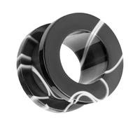 Piersando Flesh Tunnel Ohr Plug Ear Piercing Ohrpiercing Kunststoff Tribal Ethno mit Marmor Look Schwarz Weiß 12mm