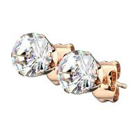 Piersando Ohrringe Edelstahl Zirkonia Rund Runde Ohrstecker Kristall Strass Glitzer Steine Diamant Form Damen Herren 3mm Rosegold Clear