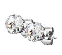 Piersando Ohrringe Edelstahl Zirkonia Rund Runde Ohrstecker Kristall Strass Glitzer Steine Diamant Form Damen Herren 3mm Silber Clear