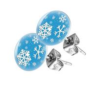 Piersando Ohrstecker Ohrringe Runde Kleine Stecker für Damen oder Kinder Silber mit Schneeflocken Motiv