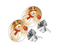 Piersando Ohrstecker Ohrringe Runde Kleine Stecker für Damen oder Kinder Silber mit Schneemann mit Geschenk Motiv