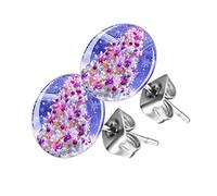 Piersando Ohrstecker Ohrringe Runde Kleine Stecker für Damen oder Kinder Silber mit Tannenbaum bunt Motiv