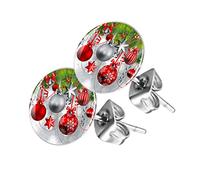 Piersando Ohrstecker Ohrringe Runde Kleine Stecker für Damen oder Kinder Silber mit Weihnachtskugeln Motiv