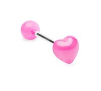 Piersando Piercing Zunge Intim Oral Ohr Tragus Zungenpiercing Ohrpiercing Stecker Stab Barbell Kunststoff UV Herz Pink