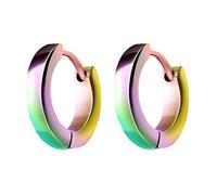 Piersando Schmale Edelstahl Creolen Damen Herren Kinder Ohrringe mit Klappverschluss Ohrschmuck Huggie Kreolen Klein Rund Rainbow 2,5mm Breit