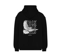 Pigeon Fitted Oversized Heavy Men Hoodie, Kapuzenpullover mit Fronttasche, Dropped Shoulders Streetwear Hoodie, Baumwolle Herren Pullover (M, Schwarz)