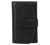 piké Geldbörse im Hochformat Echt Leder Damen Große Geldbeutel mit Druckknopf | Brieftasche mit vielen Fächern | Portmonee aus echtem Leder schwarz 101160