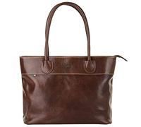piké Shopper Echt Leder Damen 017070 Made in Italy | geräumige Handtasche | elegante Business Bag mit Reißverschluss