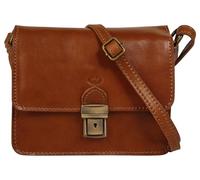 piké Umhängetasche echt Leder Damen | Made in Italy, Crossbody Bag, Messenger Bag, Handtasche dunkelbraun, 2 Hauptfächer, Steckschloss, verstellbarer Riemen | 019349