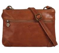 piké Umhängetasche Echt Leder Damen Made in Italy, Crossbody Bag, Schultertasche, Handtasche mit 3 Hauptfächern, Magnetverschluss, verstellbarer Gurt, Innenfächer braun 019006