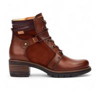 Pikolinos Cuero Braune Leder-Stiefeletten mit Reißverschluss und Schnürabsatz für Damen - San Sebastián EU40