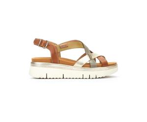 Pikolinos Damen-Keilsandalen aus braunem Leder, extraleicht, für den Sommer - Palma