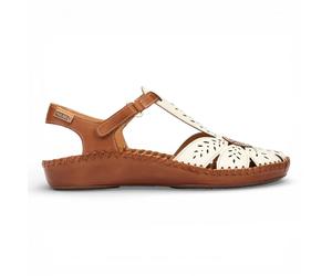 Pikolinos Damen-Keilsandalen aus hellbraunem Leder mit Polsterung - P-Vallarta EU42