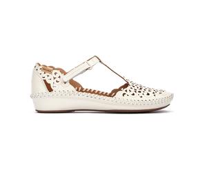 Pikolinos Vallarta T-Steg Sandale weiß gelocht 655-0967 für Damen, beige, Größe 40 EU