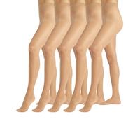 PIKY Packung mit 5 Paar Damen-Strumpfhosen, Schleierstrumpfhosen, glänzende Strumpfhosen, Strümpfe 15 DEN | Natur, Schwarz | S, M, L, XL | Made in Italy (S, Hautfarbe)