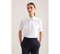 Hemdbluse SEIDENSTICKER, Damen, Gr. 3XL (46), weiß, 100% Baumwolle, unifarben, slim fit, ohne Ausschnitt, Blusen Hemdbluse, 1/2 Uni (29398640-46) weiß