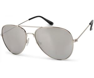 Pilotenbrille STYLEBREAKER "Kinder Pilotenbrille 4 bis 10 Jahre", Jungen, silber (gestell silber, glas silber verspiegelt), Modisch, Sonnenbrillen (29157822-0) gestell silber, glas silber verspiegelt