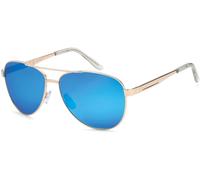 Pilotenbrille STYLEBREAKER "Polarisierte Piloten Sonnenbrille mit Etui", Damen, blau (gestell hellgold, glas blau, lila verspiegelt), Modisch, Sonnenbrillen (67521366-0) gestell hellgold, glas blau, l
