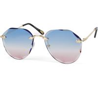 Pilotenbrille STYLEBREAKER "Rahmenlose Piloten Sonnenbrille mit Diamant Schliff", Damen, blau (gestell gold, glas blau, rosa verlauf), Modisch, Sonnenbrillen (69813365-0) gestell gold, glas blau, rosa