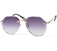 Pilotenbrille STYLEBREAKER "Rahmenlose Piloten Sonnenbrille mit Diamant Schliff", Damen, grau (gestell gold, glas grau verlauf), Modisch, Sonnenbrillen (63359534-0) gestell gold, glas grau verlauf