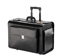 Pilotenkoffer Leder Groß Aktenkoffer XL Koffer Trolley 45L Schwarz 50 cm Bowatex